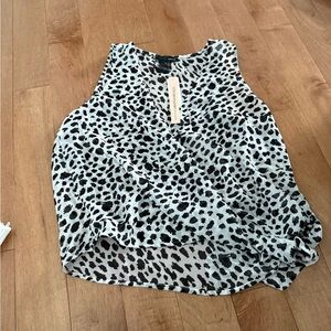Aqua Black and White Animal Print Tank Top